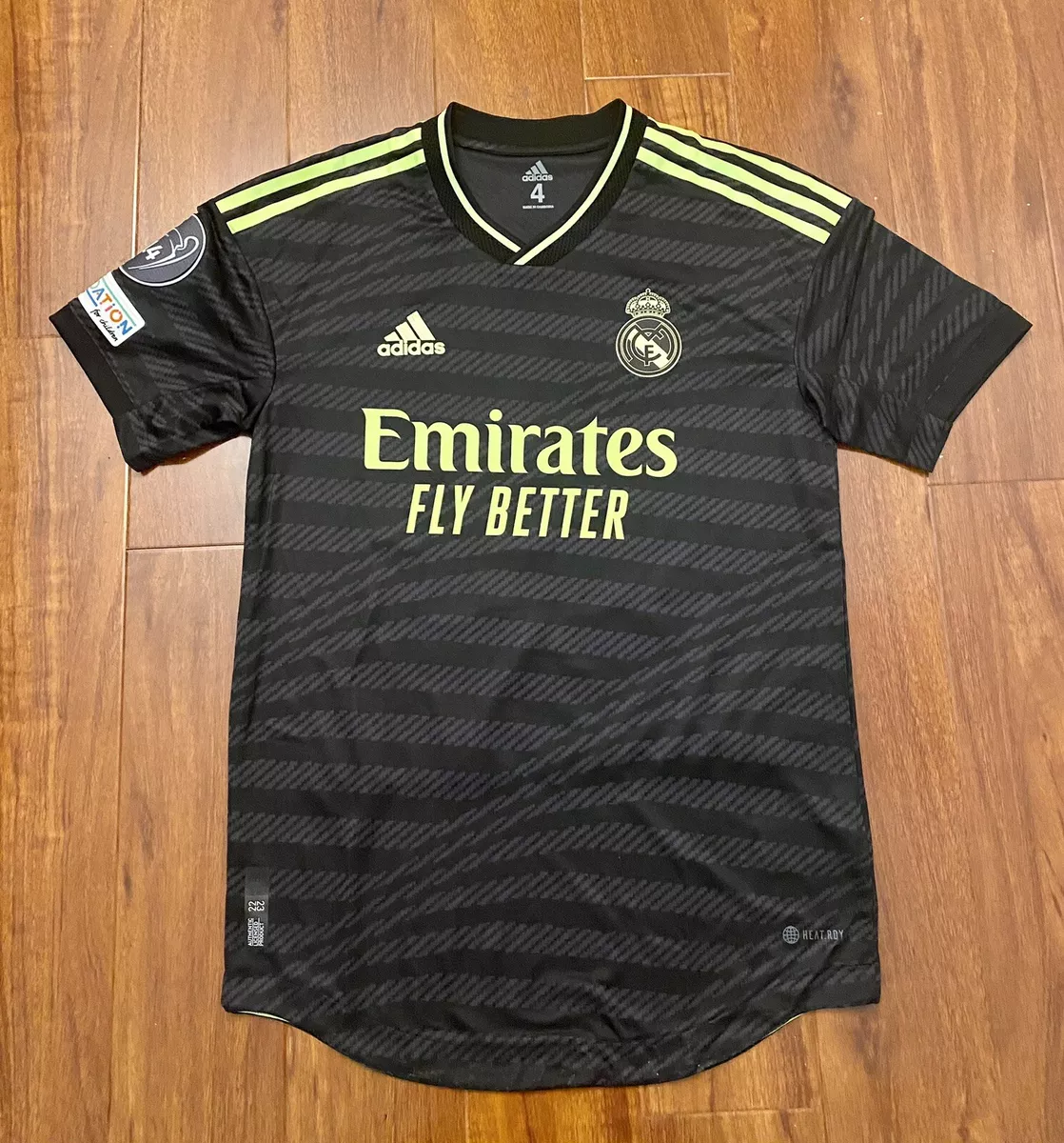 Vinicius JR 2022 23 Real Madrid Third UCL Match Issue Shirt Size 4 Adidas