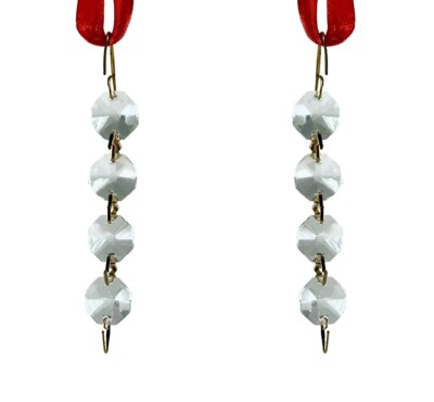 3.5'' 4-pc Clear Uniform Octagon Bead Chain with Gold Bow Tie Attachment LOT OF 2