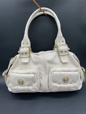 Michael Kors Cream Ivory Pebbled Leather Double Pocket Hobo Bag Medium