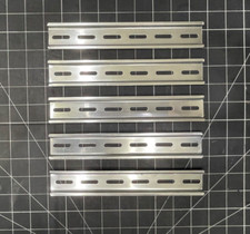 5pcs Din Rail 7.5mm 35mm Steel Zinc Plated Slotted 8" Long Cut Ends Treated