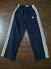Kids Childrens Navy Blue & White ADIDAS Track Pants Size Medium M! 3 Stripes