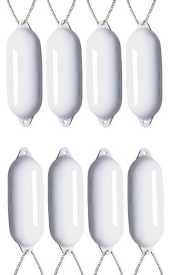 8 x MAJONI WHITE BOAT FENDERS - DEFLATED - SIZE2 + FREE ROPE