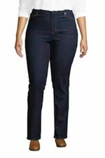 NWT Lands End STRAIGHT LEG Jeans Deepest Indigo 516594 INDIGO BLUE 24W X 30"