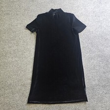 Madewell Dress Womens XS Black Velour Velvet Turtleneck Short Sleeve Holiday