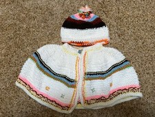 Vintage Handmade Infant/Toddler Shawl  Hat Combo