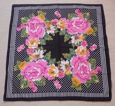 Glentex Very Elegant Design Polka Dots  Roses Polyester Scarf, Made in Italy 