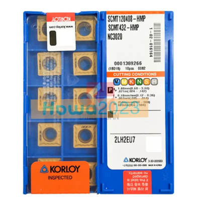 Lot De 10 Lames De Coupe CNC KORLOY NC3020 - Modèle SCMT120404-HMP - Neuf Sous Emballage