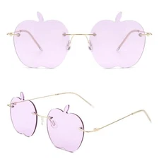 Funky Chic Rimless Apple Shape Purple Sunglasses Party Fun Vibes
