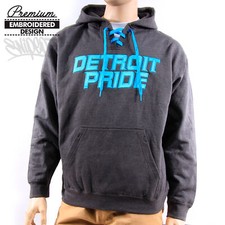 DETROIT LION PRIDE SEWN HEAVY WEIGHT HOCKEY LACE STYLE JERSEY HOODIE Lions 313