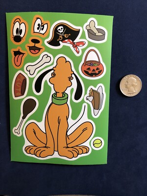 Disney Make Your Own Character Face - Pluto Stickers 1 Sticker Page - New