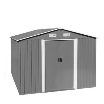 Geräteschuppen Gerätehaus Gartenhaus 486x257x178 cm Metall Fundament Hellgrau