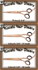 Kissaki 5.5" Rose Gold Hair Shears & 11t & 32t Thinning Scissors 3 Shears Combo