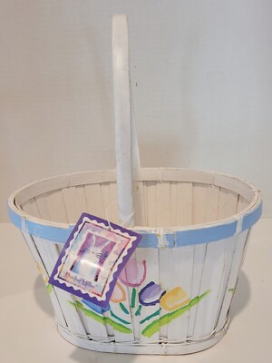 VTG SPRING EASTER HAND PAINTED Basket ~Hopalong Hollow~ Floral Spring Easter~New