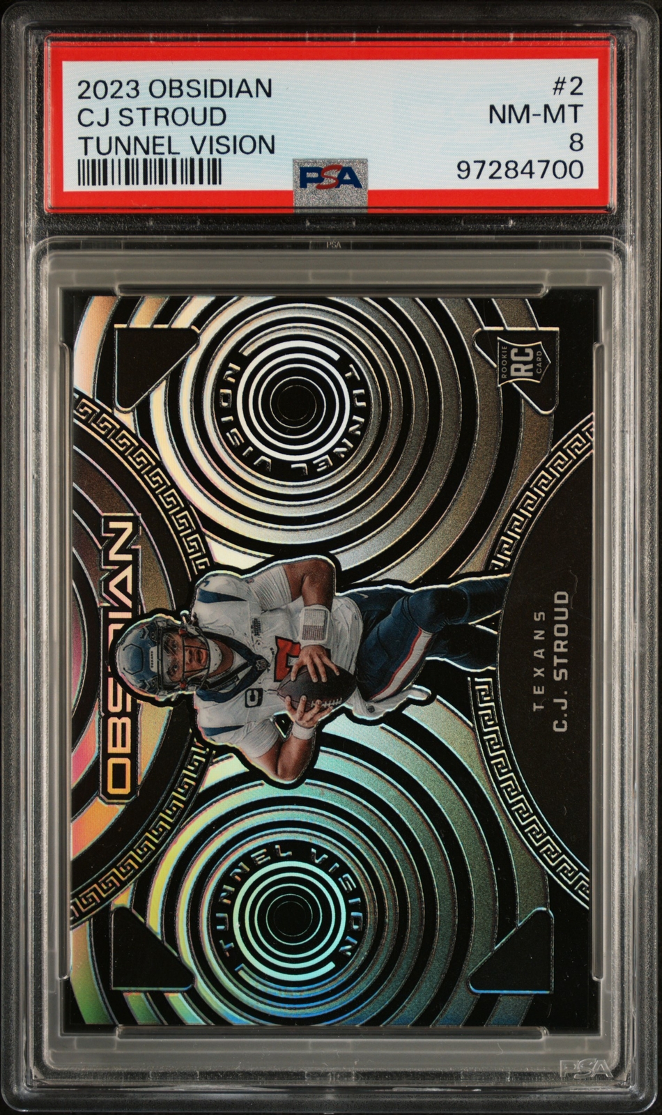 2023 PANINI OBSIDIAN TUNNEL VISION #2 CJ STROUD ROOKIE RC 48/135 PSA 8