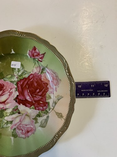 Carl Tielsch Alt Wasser C. T rosa & rote Rosen 9-1/2 Zoll Obstschale # 404 - Bild 6 von 7