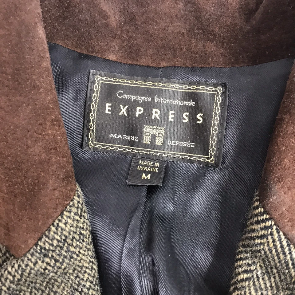 Blazer Express Mujer Compagnie Internationale M De Colección Años 90 Gamuza Ribete Tweed Lana Foto 2 de 4