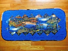 HANDMADE PATCHWORK QUILTED TABLE RUNNER Country Night Deers Moon Shine 38x18