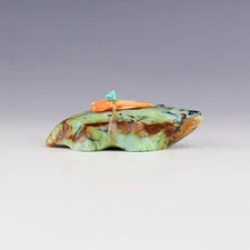 NATIVE AMERICAN ZUNI VARISCITE BADGER FETISH BY LELAND BOONE & DAPHNE QUAM