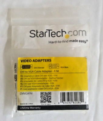 StarTech DVI To VGA Female/Male Video Cable Adapter Beige DVIVGAFM