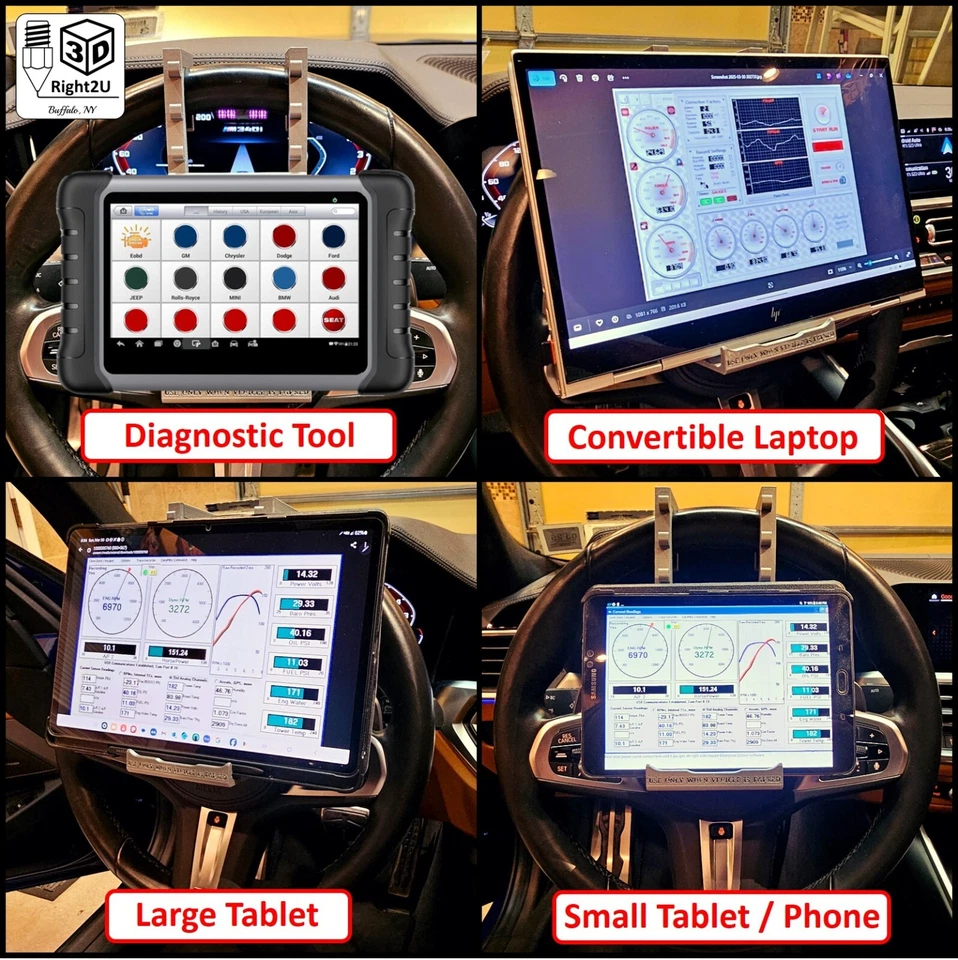 Diagnostic Scanner Stand for Steering Wheel - Black (Stationary - When Parked) - Image 3 of 4