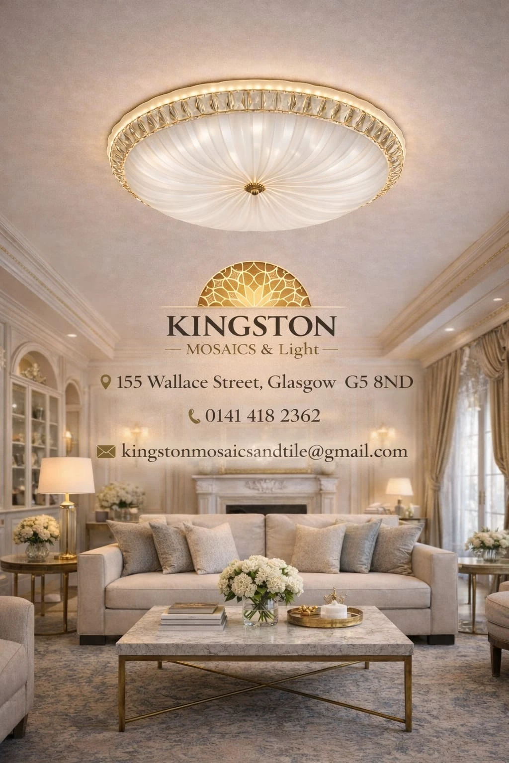 Luxury Crystal Flush Mount LED Ceiling Light Gold Round Modern - Picture 4 of 5