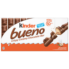 Kinder Bueno Milk Chocolate Bars with Hazelnut Cream, 10 Bars, Chocolate Candy B