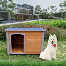 Wooden Dog House Indoor/Outdoor   Weatherproof, Raised Feet, Winter Kennel