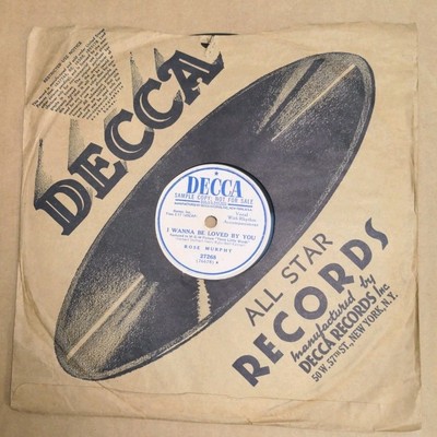 Rose Murphy R&B Promo 78 Vinyl Single 10'' 78 RPM Decca