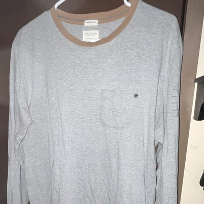 American Eagle Outfitters Men's M Gray Slim Crew Neck Long Sleeve Pocket T-Shirt