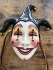 Vintage Catiya Jester Clown Mask Wall Art Signed Bells Ribbons 1986