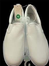 A New Day Woman  s White Canvas Slip-On Casual Shoes Round Toe US 10