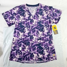 Carhartt Women Regular XS Force Cross-Flex Modern Fit V-Neck Print Scrub Top