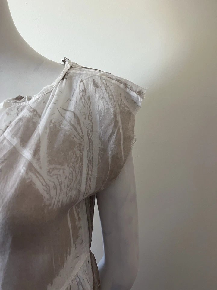 Vestido Jil Sander Floral Blanco y Marrón Transparente Cuello en V Profundo Talla 38 Foto 3 de 4