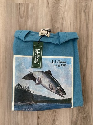エルエルビーンフィッシュングシャツ 1980年代ビンテージ品 L.L. Bean Japan Edition Spring 1980 Fishing Graphic Blue Cotton T