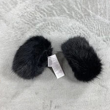 Chicos Womens Faux Fur Wrist Cuffs One Size Black  Winter Wrist Warmer