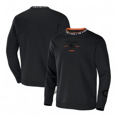 Men's NFL x Staple Black Chicago Bears Globe Crewneck Pullover Size SMALL