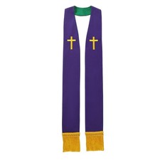 BLESSUME Church Clergy Pastor Reversible Stole Green and Purple 3