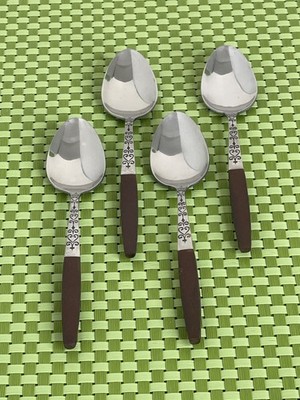Interpur INR2 Stainless 4 Teaspoons Brown Synthetic Handle MCM Flatware - 6 3/4''