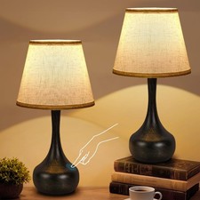 Touch Table Lamp for Bedroom Set of 2, Farmhouse 3-Way Dimmable Bedside Lamps...
