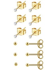 14K Gold Plated Tiny 2MM Ball CZ Stud 2mm, 3mm, Gold, Silver, Black