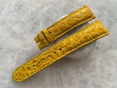 19mm/16mm Yellow Alligator Crocodile Print Leather Watch Strap Band