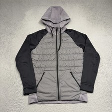 Nike Therma Winterized Hoodie Men Small Grey Black Hybrid Jacket Full Zip AO1440