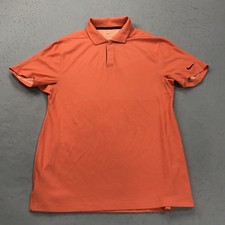 Nike Golf Polo Shirt Mens Small Orange Tiger Woods Snap Dri Fit ADV Performance