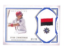 2019 Ryan Zimmerman Topps Definitive Collection Jumbo Relic Blue DJRC-RZ #7/20