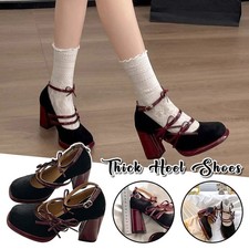 Vintage Mary Jane Shoes Butterfly-Knot Buckle Heel Elegant Party Dress Pumps