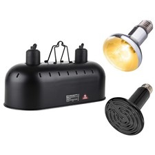 15 inch Dual Reptile Light Fixture, Max 150W Dual Reptile Heat Lamp Fixture w...