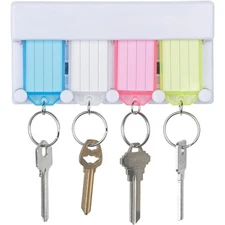 Wall Mount Key Holder with 4 Color Key Tags Organizer Rack Storage for Home