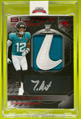 2025 PANINI BLACK TRAVIS HUNTER RC ROOKIE NIKE SWOOSH PATCH AUTO #D 18/20