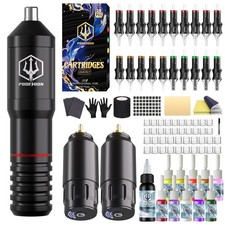 POSEIDON Cordless Rotary Tattoo Machine Kit with 20 Tattoo Cartridge Needles,...