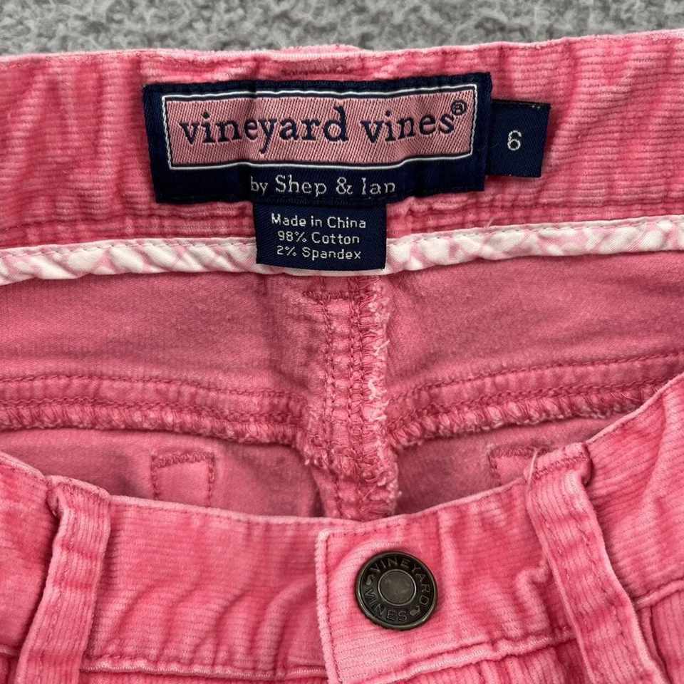 Pantalones de Pana Vineyard Vines Niñas Rosa 5 Bolsillos Rectos Algodón Elástico Talla 6 Foto 4 de 4